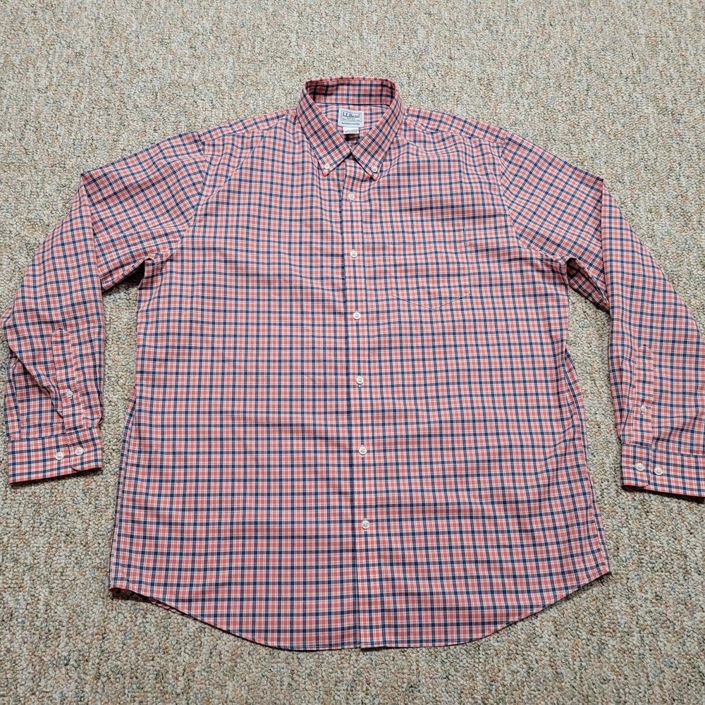 LL Bean Shirt Mens XL Multi Plaid Button‎ Down Slightly Fitted Outdoors Hiking